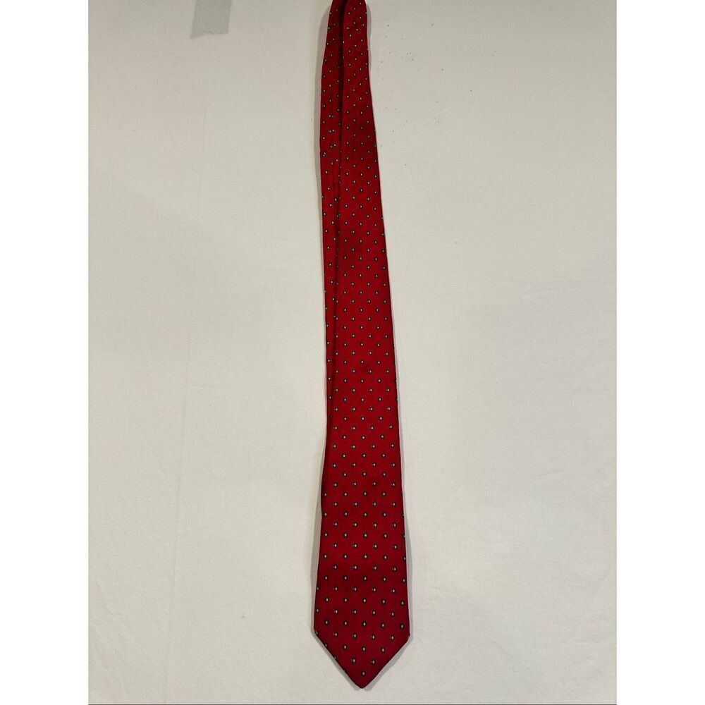 Christian Dior Vintage Red with black/white dots 100% Silk tie